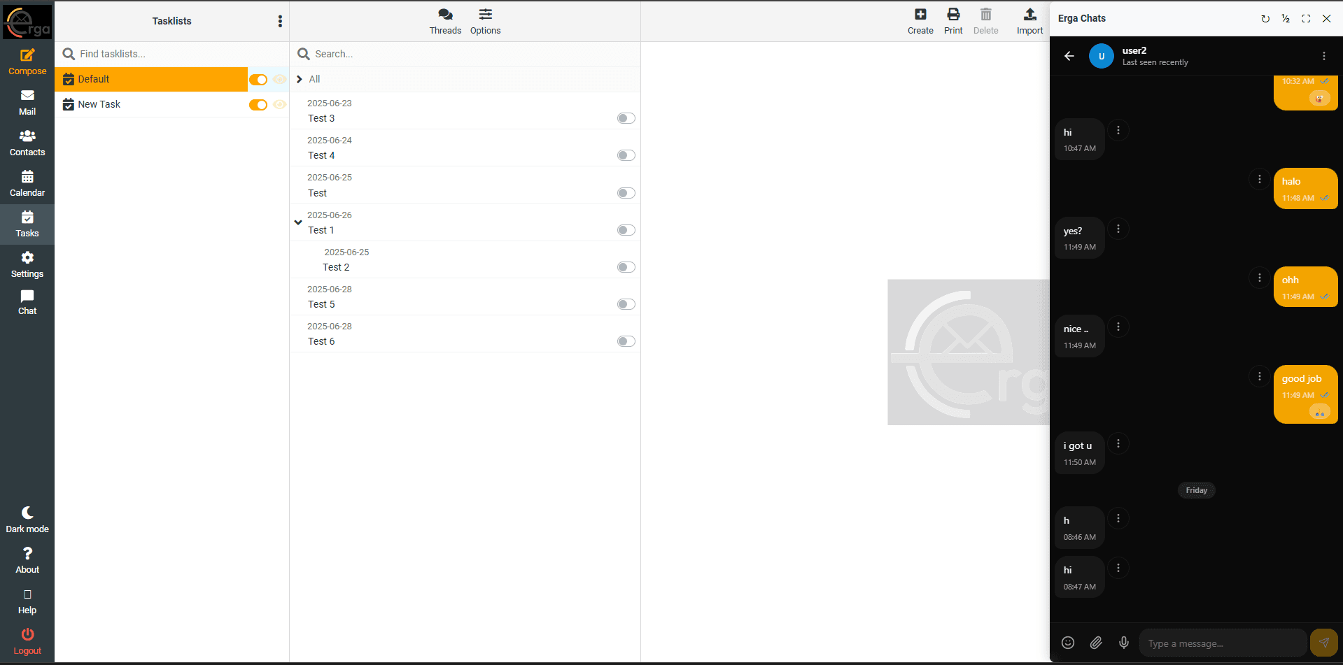 ERGA Mail dashboard preview