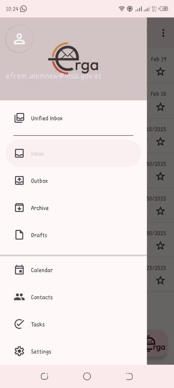 ERGA Mail mobile app